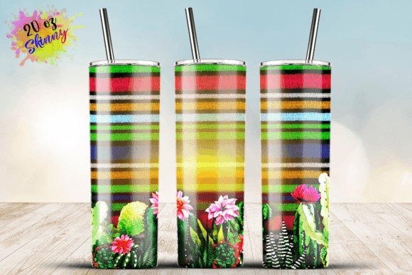 Western Cactus Tie Dye Serape 20oz Wrap