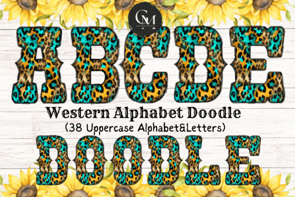 Western Turquoise Leopard Alphabet Set